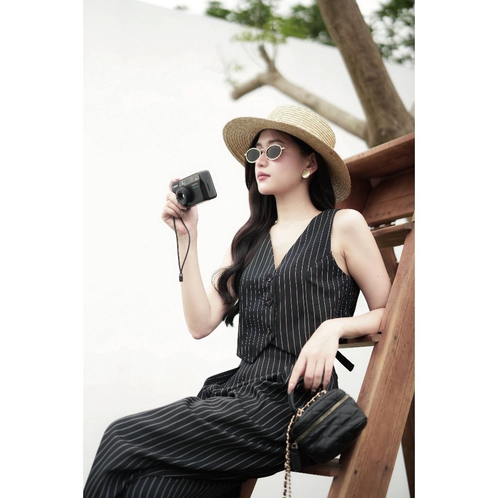 Set Áo Croptop Gile Mùa Hè Phối Quần Ống Rộng (bán lẻ) - HOLLIS SET - GOÛT DE JUN