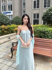 Đầm Nữ CIVAL Đi Tiệc Cúp Ngực Dáng Dài Kèm Khăn Choàng Sang Trọng GOÛT DE JUN