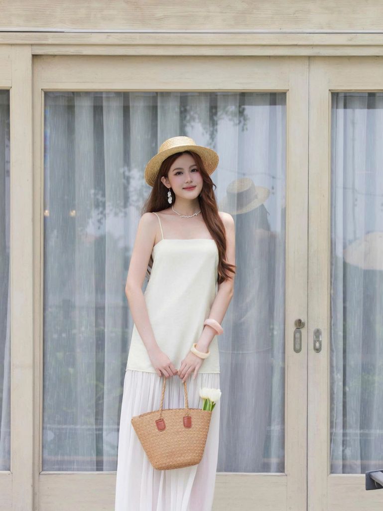 Đầm Nữ SHODER Maxi Hai Dây Phối Voan Tơ Mùa Hè Đi Biển GOÛT DE JUN