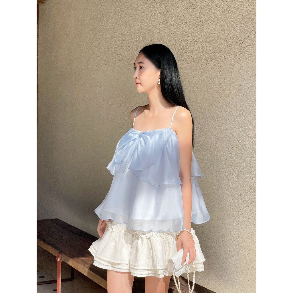 Áo Nữ Hai Dây Nơ Voan Lụa Nữ Tính  - TENNY TOP - GOÛT DE JUN