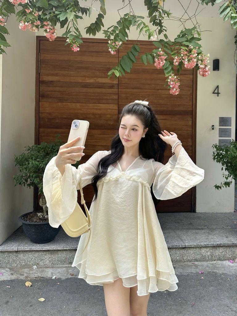 Đầm Nữ SIDOR DRESS Tay Chuông Form Xòe Chất Tơ Mềm Tiểu Thư GOUT DE JUN