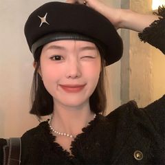Mũ Beret Dạ Len Phối Charm Thời Trang Thu Đông Phong Cách Hàn Quốc - GOÛT DE JUN