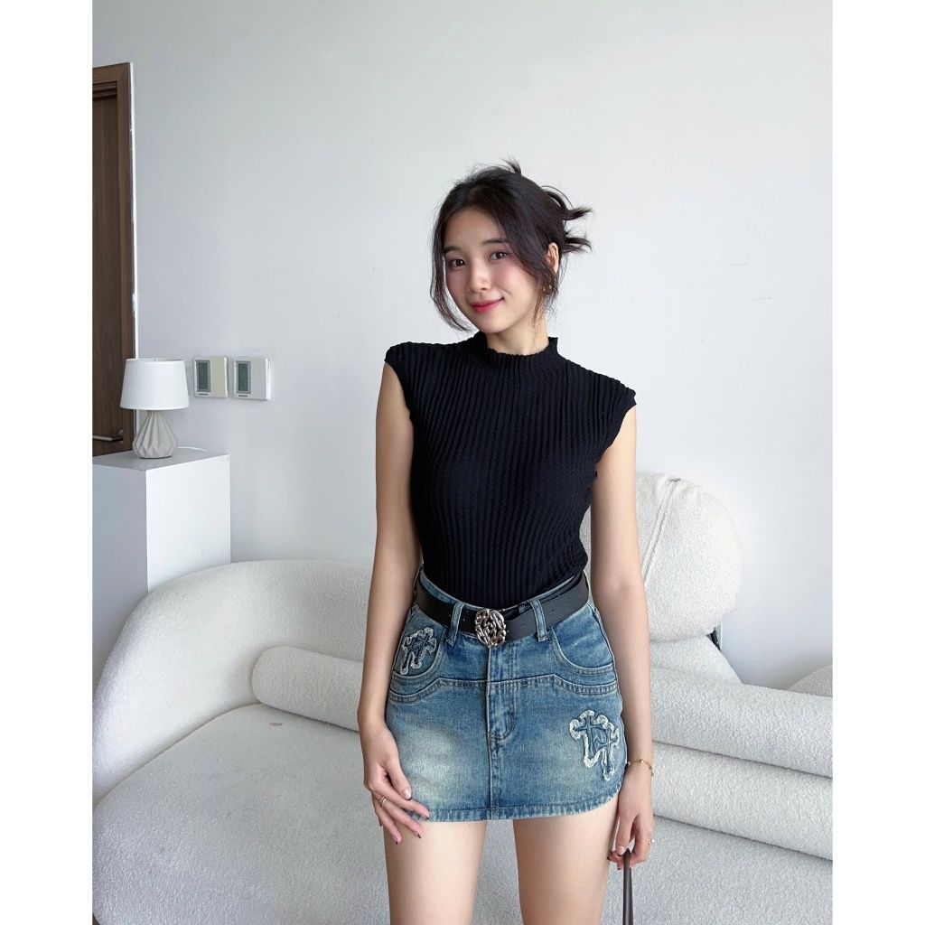 Chân Váy Jeans Nữ Dáng Ngắn Cá Tính (Tặng Kèm Belt) - TIGI SKIRT - GOÛT DE JUN