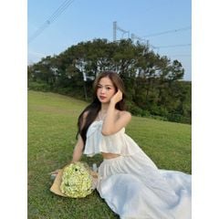 Set Áo Croptop Cột Nơ Mùa Hè Phối Chân Váy Dài (bán lẻ) - WASSI SET - GOÛT DE JUN