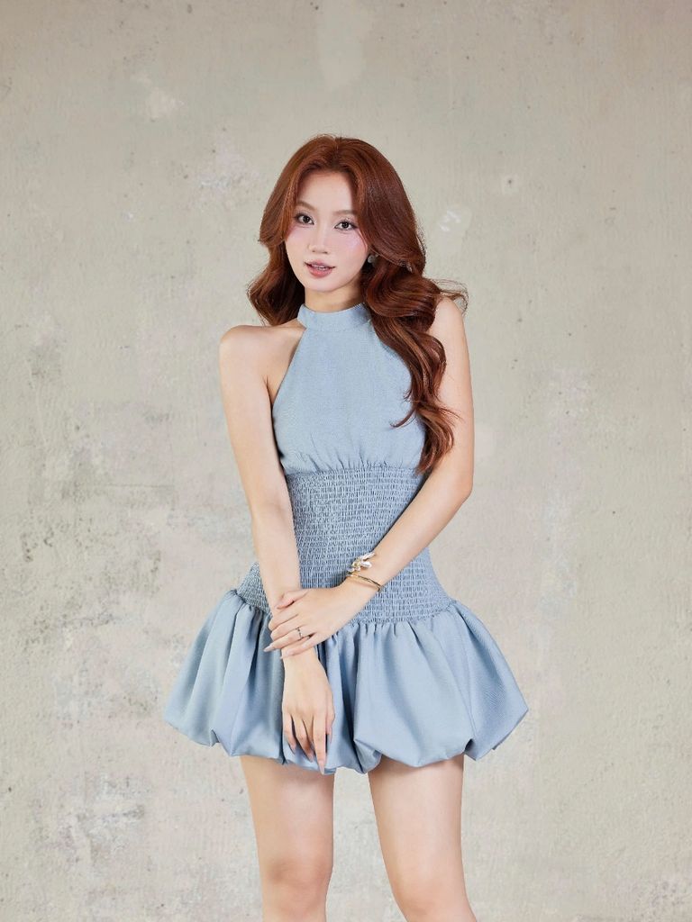 Đầm Nữ MANCY Cổ Yếm Dáng Tùng Bí Xinh Yêu GOÛT DE JUN