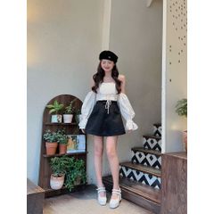 GOÛT DE JUN - Áo Croptop nữ thiết kế trễ vai tay bồng - Renni Top