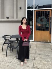 Áo Kiểu Nữ IMORY Tay Dài Cổ Đổ Hở Lưng Nữ Tính GOÛT DE JUN