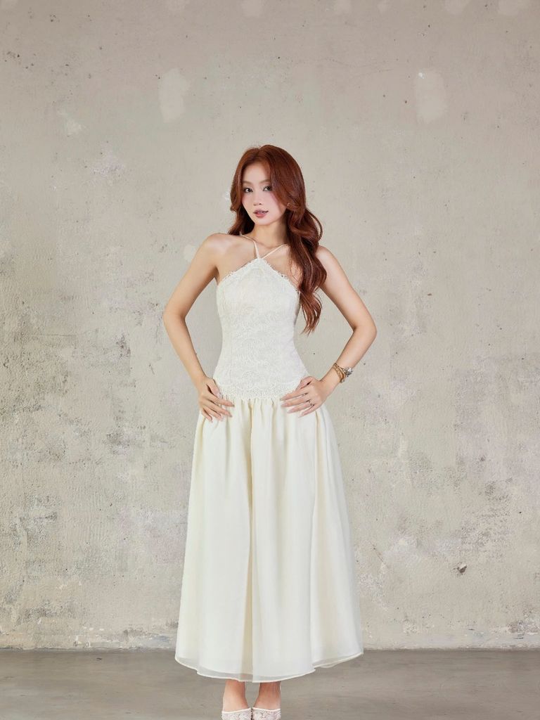 Đầm Nữ TOSKAR Maxi Cổ Yếm Dáng Xòe Dịu Dàng Duyên Dáng GOÛT DE JUN