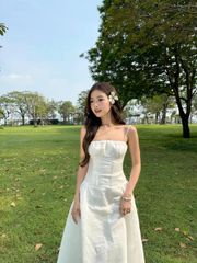 Đầm Nữ REYATI Hai Dây Dáng Dài Xòe Tiểu Thư Thanh Lịch GOÛT DE JUN
