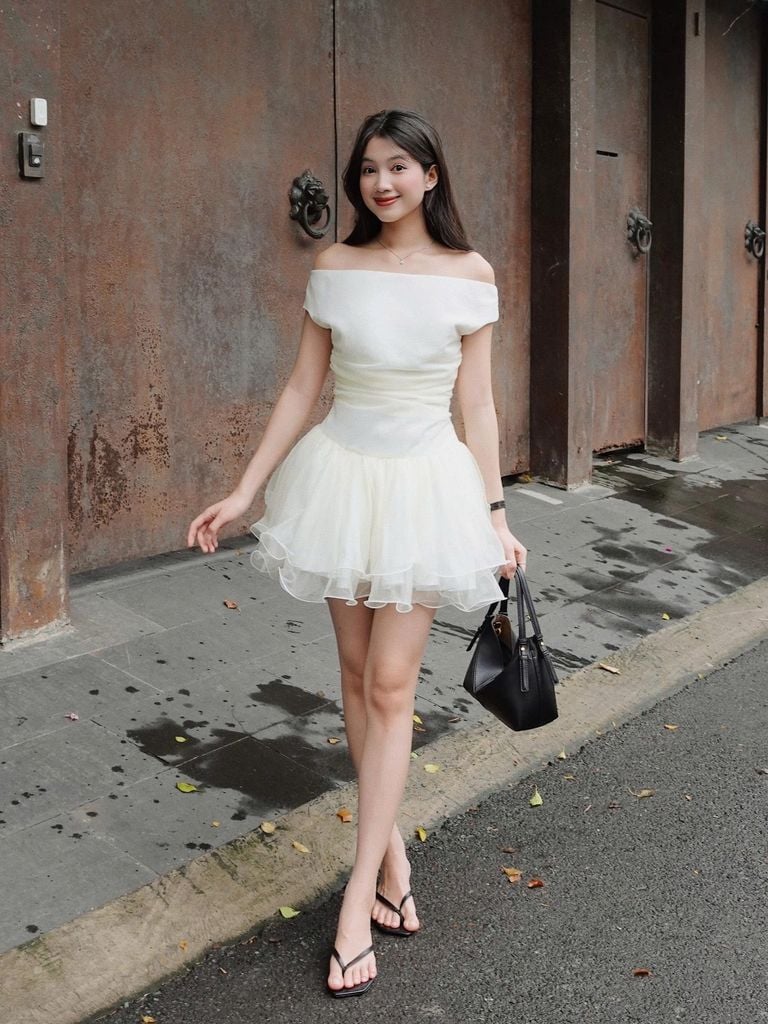 Đầm Nữ TIMIE Chiết Eo Dáng Xòe Sang Trọng GOÛT DE JUN