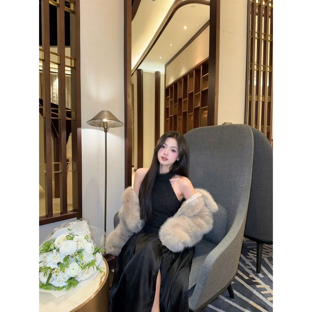 Đầm Nữ Đi Tiệc Cổ Yếm Hở Lưng Cổ Điển Dáng Xòe Xẻ Tà - DARWIN DRESS - GOÛT DE JUN