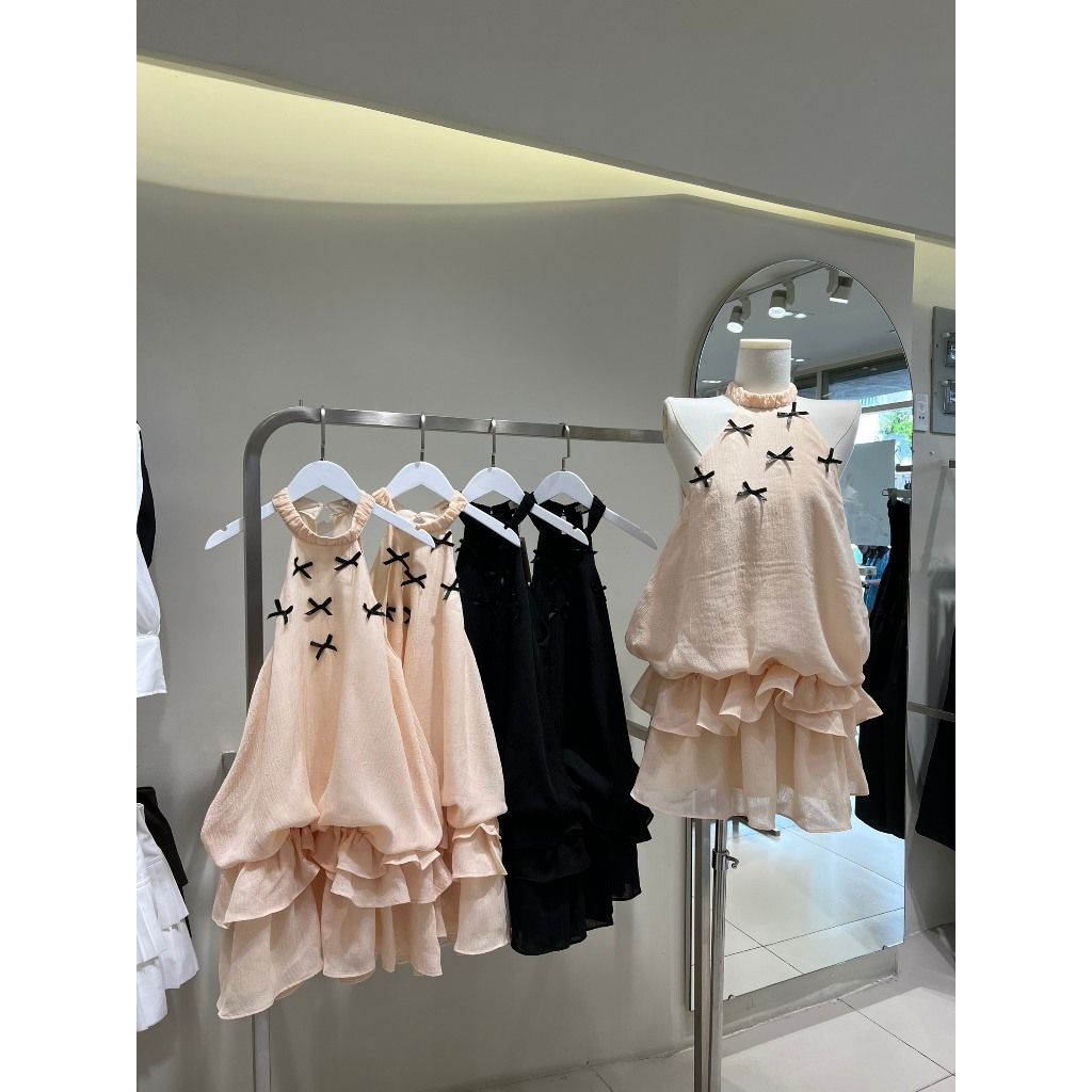 Đầm Nữ Cổ Yếm Phối Nơ Nhún Bèo Dễ Thương - MARCI DRESS - GOÛT DE JUN