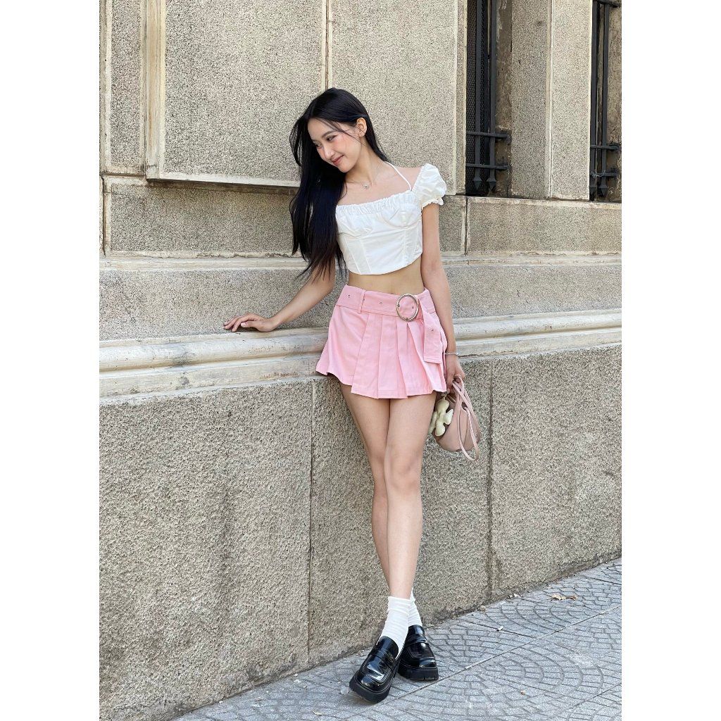 Áo Croptop Tay Ngắn Màu Trơn Nữ Tính Dễ Thương Cho Nữ - ROOMY TOP - GOÛT DE JUN