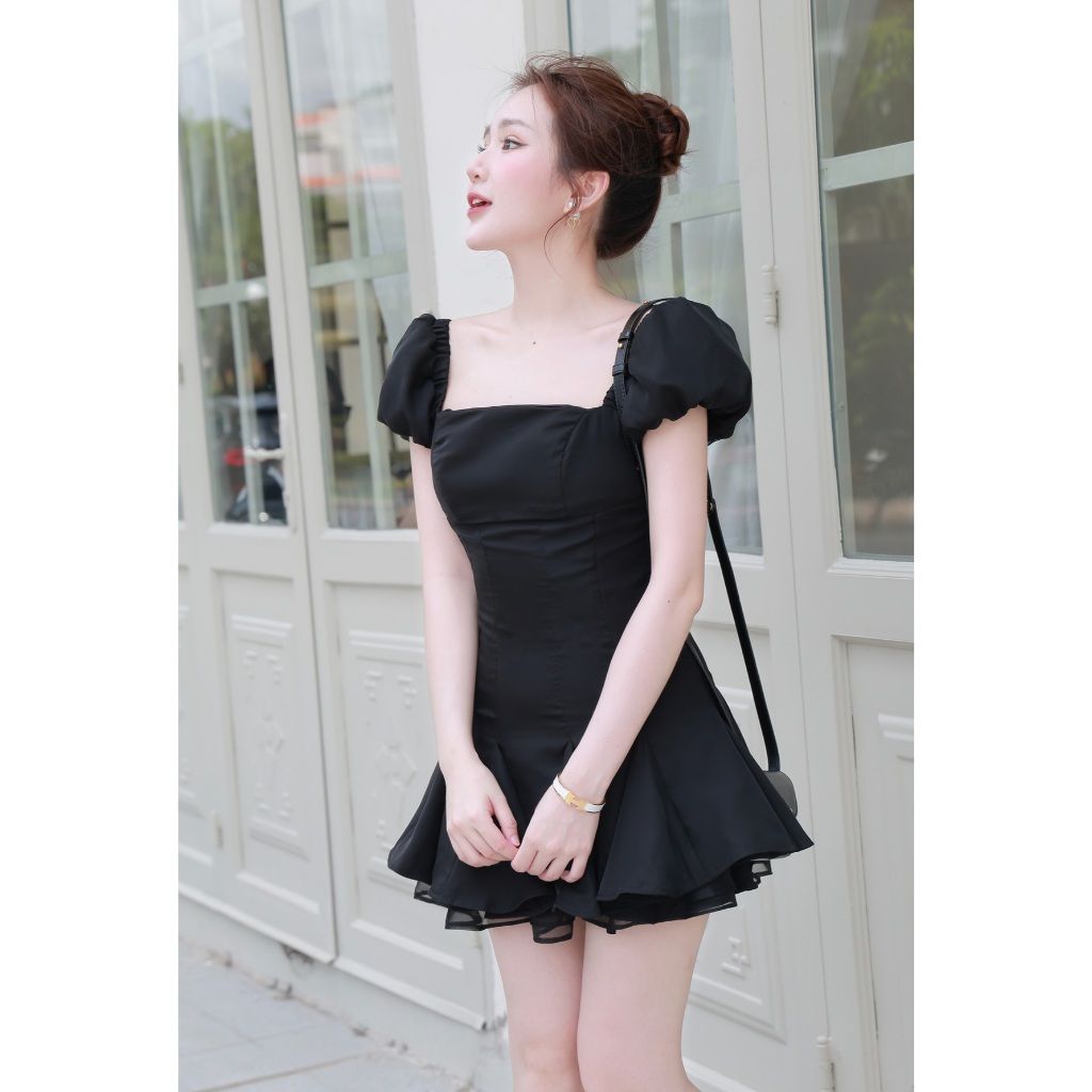 Đầm Nữ Mini Dự Tiệc Thiết Kế Tay Phồng Dáng Đuôi Cá Ngắn Dễ Thương - RAINA DRESS - GOÛT DE JUN