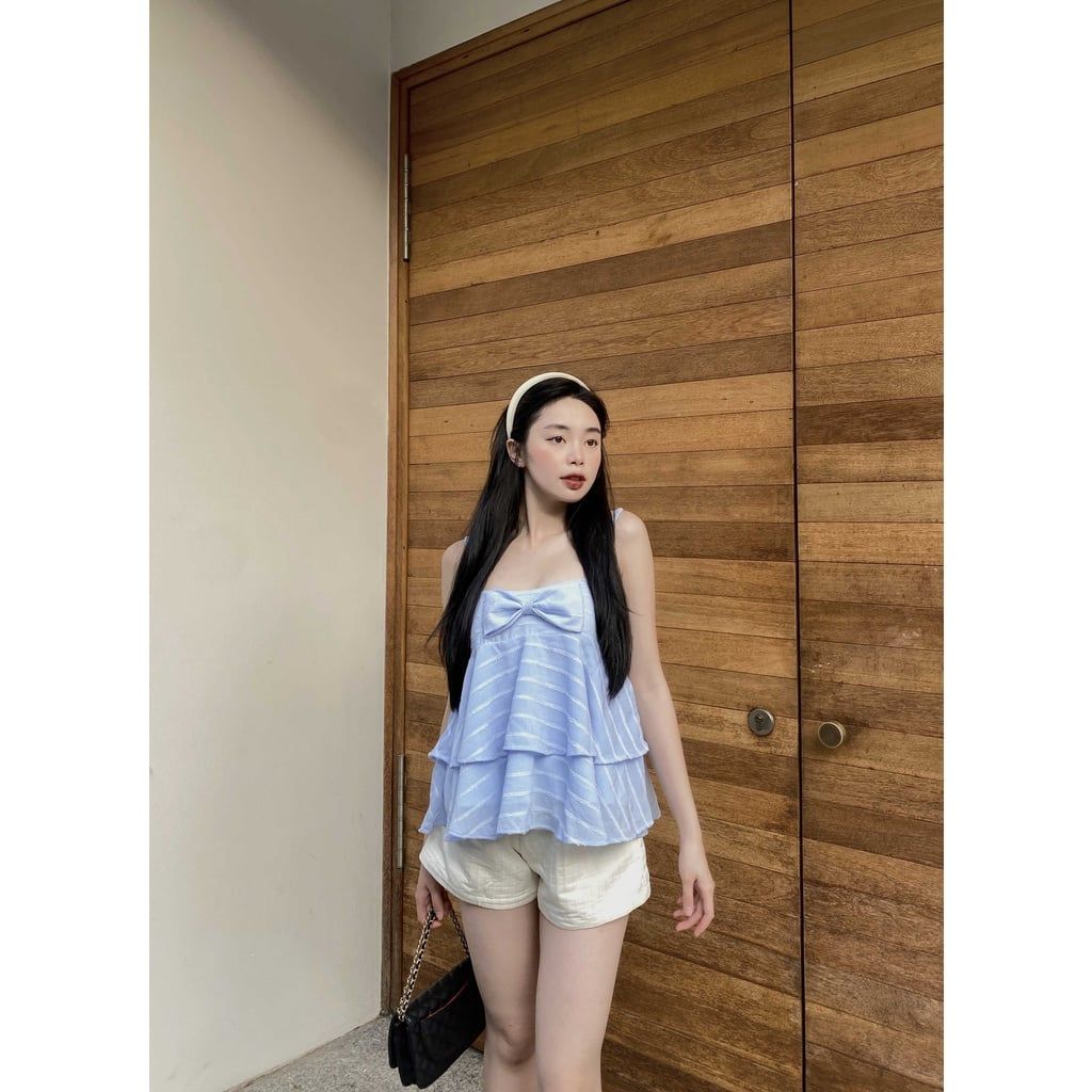 GOÛT DE JUN - Áo Hai Dây Nữ Xếp Tầng - ZENDA TOP