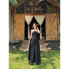 Đầm Hai Dây Đi Biển Thiết Kế Nhún Dáng Dài (Hoa rời)  - MUNNI DRESS - GOÛT DE JUN