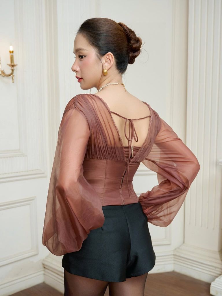 Áo Nữ ITASHA Tay Dài Corset Cổ V Quyến Rũ  GOÛT DE JUN
