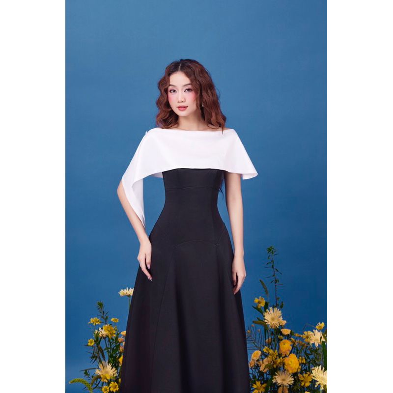 Đầm Dự Tiệc Hai Dây Dáng Xoè Trơn Kèm Áo Choàng Sang Trọng Quyến Rũ - WANRI DRESS - GOÛT DE JUN