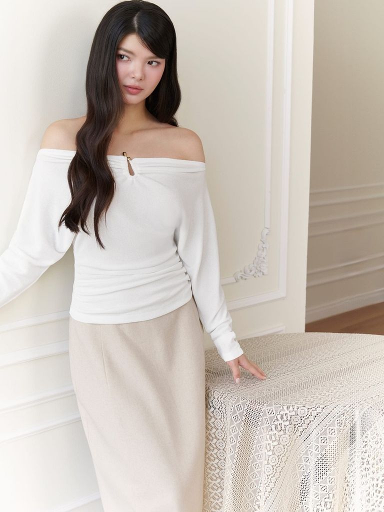 Gout De Jun Chân Váy Nữ Dáng Dài Cạp Cao Chât Linen KOFER Chân Váy Công Sở Thanh Lịch FGKA2607092