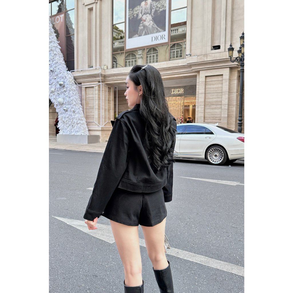 Áo Khoác Croptop Nữ Kaki Khóa Kéo Sang Chảnh - LORKY JACKET - GOÛT DE JUN