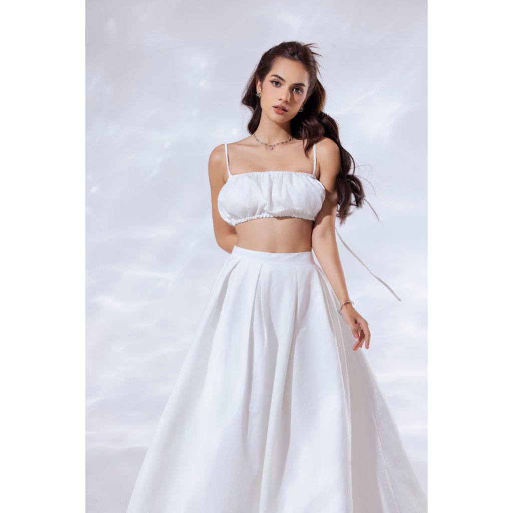 Set Áo Croptop Hai Dây Và Chân Váy Xòe Bồng Dáng Dài (bán lẻ) - YOYO SET - GOÛT DE JUN