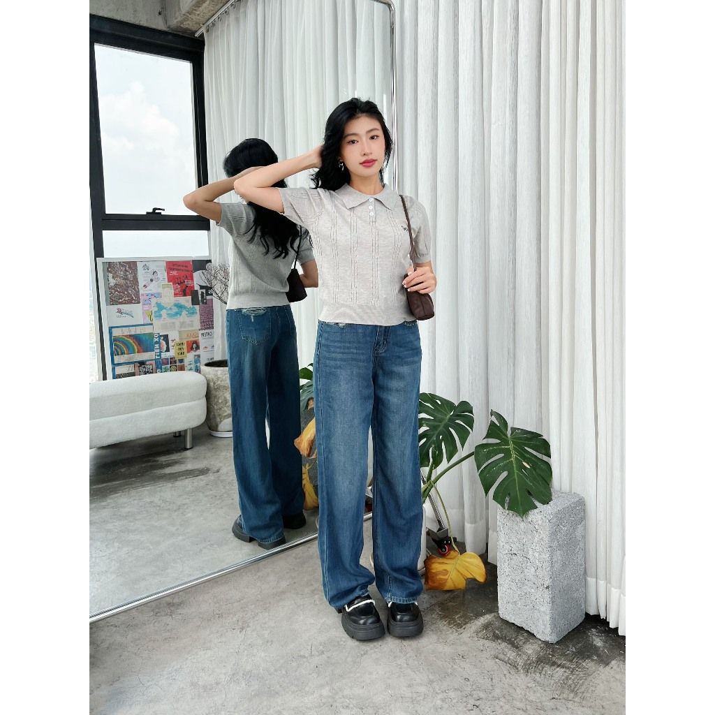 Áo Len Dệt Kim Polo Nữ Freesize Thêu Nơ Dễ Thương - BAMBI TOP -  GOÛT DE JUN