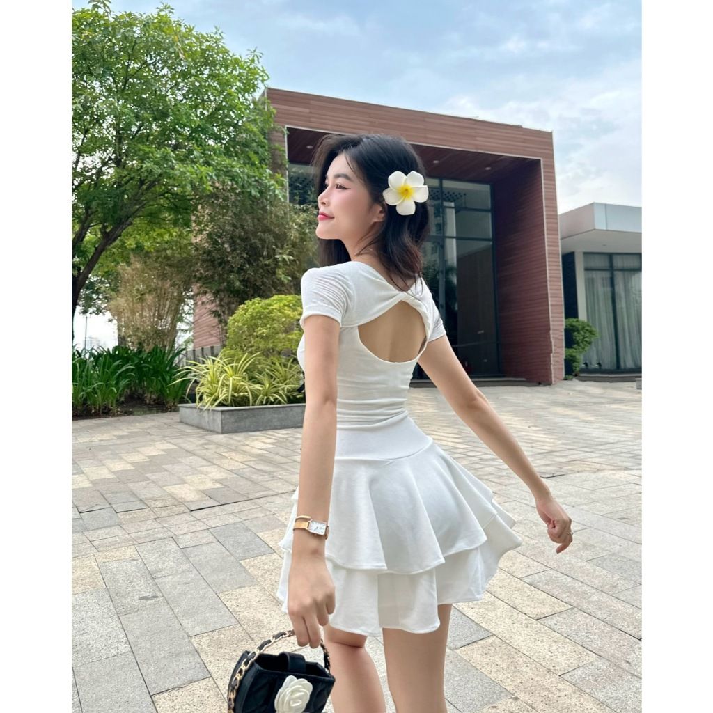 Đầm Nữ Xoè Tầng Đính Nơ Dáng Ngắn - KAJIN DRESS - GOÛT DE JUN