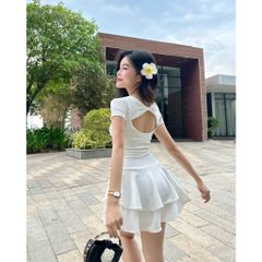 Đầm Nữ Xoè Tầng Đính Nơ Dáng Ngắn - KAJIN DRESS - GOÛT DE JUN