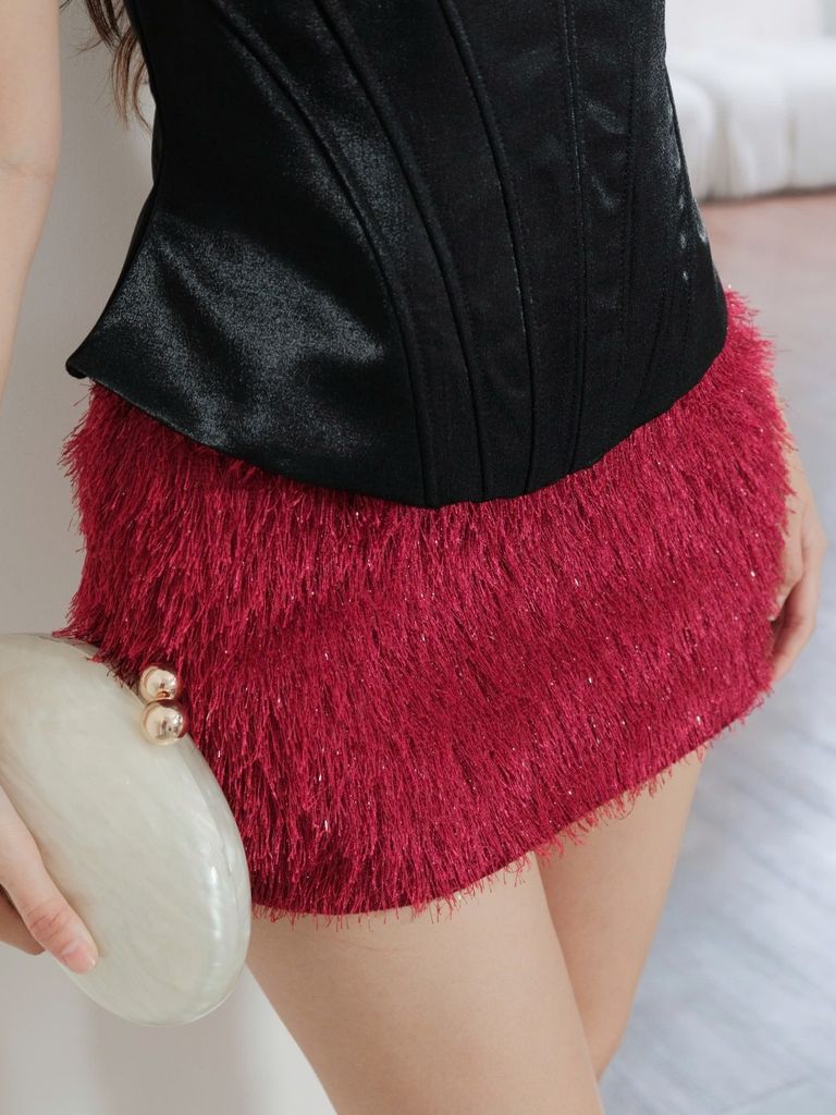Chân Váy Nữ MEGUR SKIRT Phối Lông Lấp Lánh Mùa Lễ Hội GOUT DE JUN