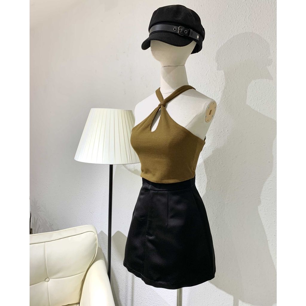 GOÛT DE JUN - Áo nữ croptop thun cổ chéo - Ruma Top
