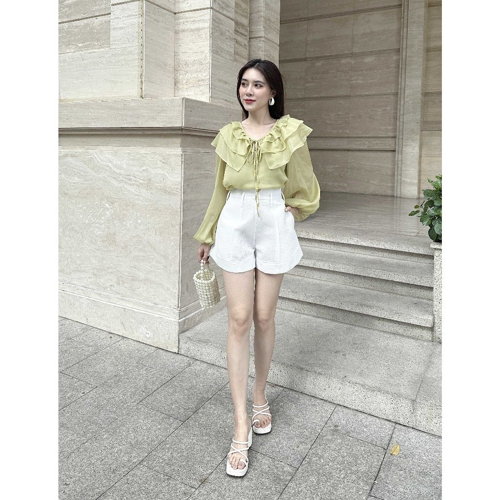 GOÛT DE JUN - Áo nữ thiết kế cổ bèo tay phồng - HEBE TOP