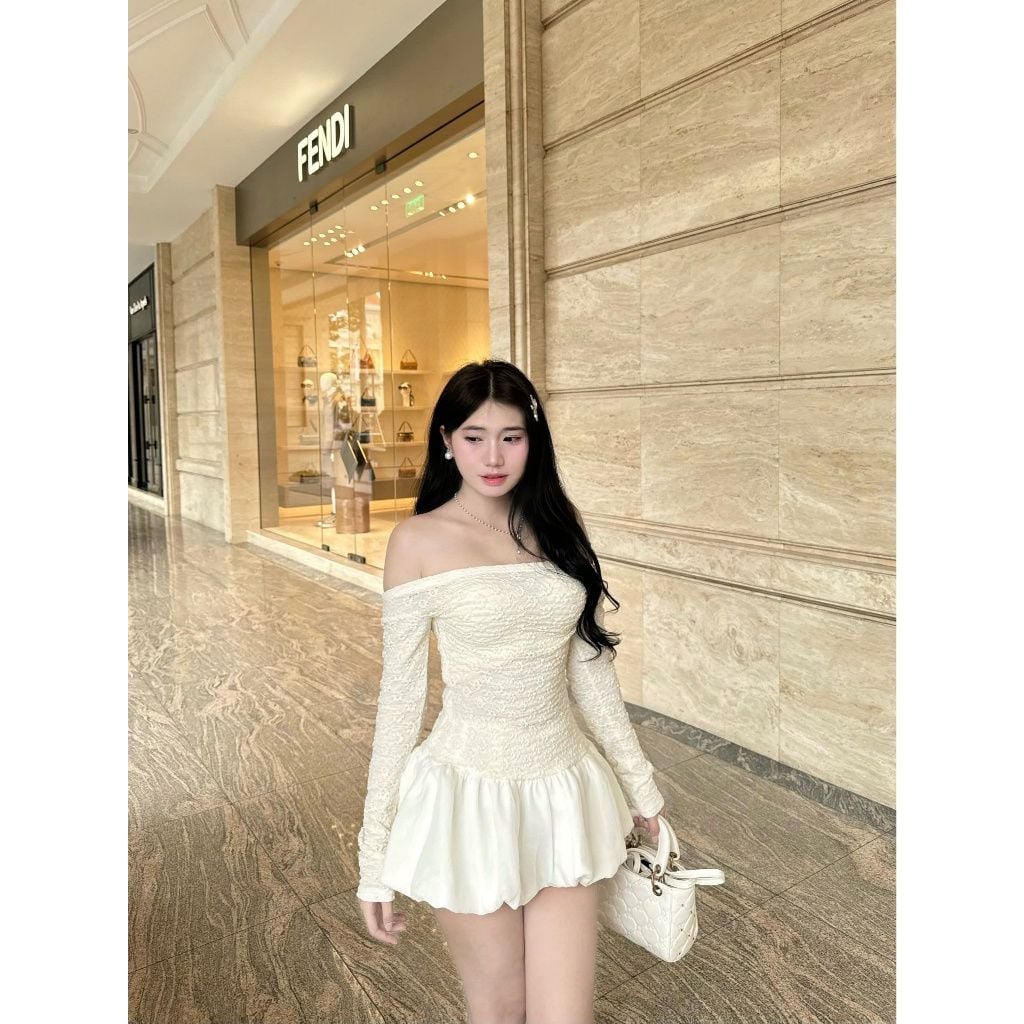 Đầm Nữ Mini Trễ Vai Ôm Body Tay Dài Dáng Bí  - JULEN DRESS - GOÛT DE JUN