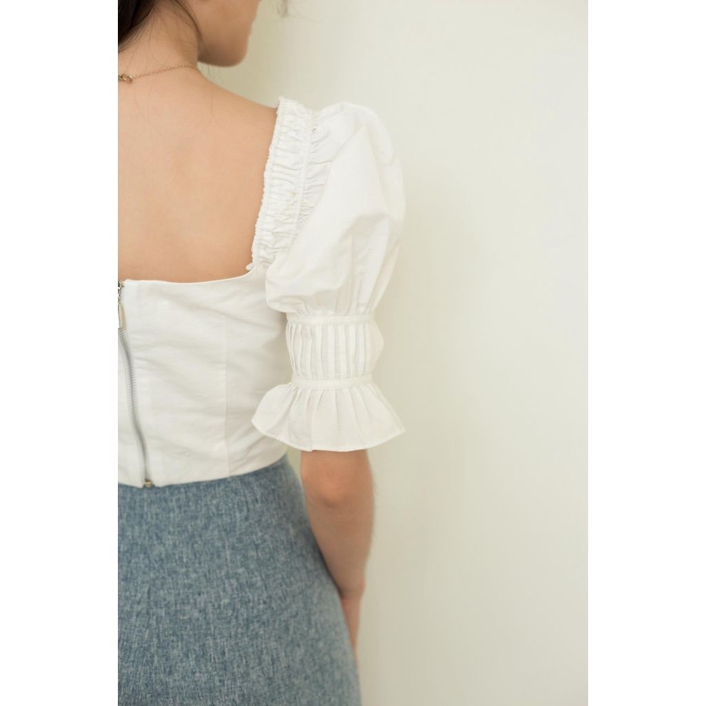 GOÛT DE JUN - Áo Croptop trắng tay kiểu - Remyn Top