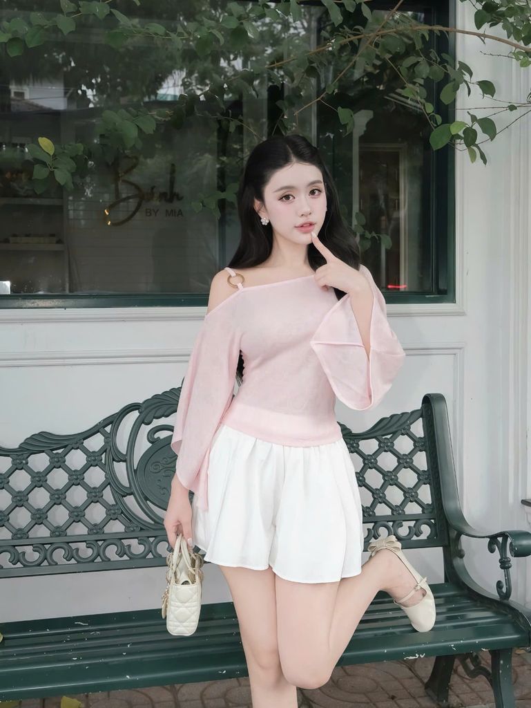 Áo Nữ MATNIS Lệch Vai Ôm Body Tiểu Thư GOUT DE JUN