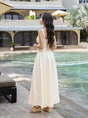 Đầm Nữ MARHAN Hai Dây Phối Nút Dáng Dài Thanh Lịch Nữ Tính GOÛT DE JUN