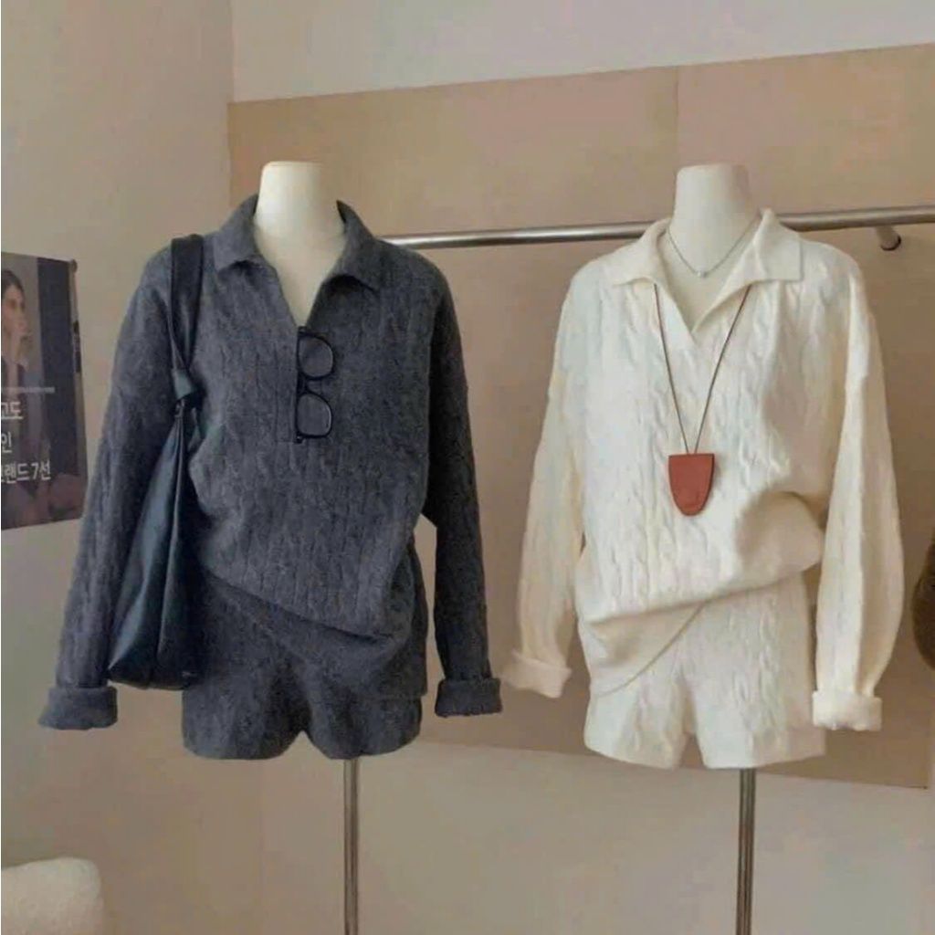 Set Len Tay Dài Dáng Rộng Phong Cách Hàn Quốc Thời Trang Thu Đông Dành Cho Nữ - HAPER SET- GOÛT DE JUN