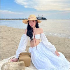 GOÛT DE JUN - Áo Croptop Nữ Trễ Vai Tay Phồng - MILA TOP