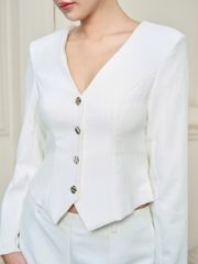 Áo Nữ LYKOS Dài Tay Cổ V Dáng Ôm Basic Thanh Lịch GOÛT DE JUN