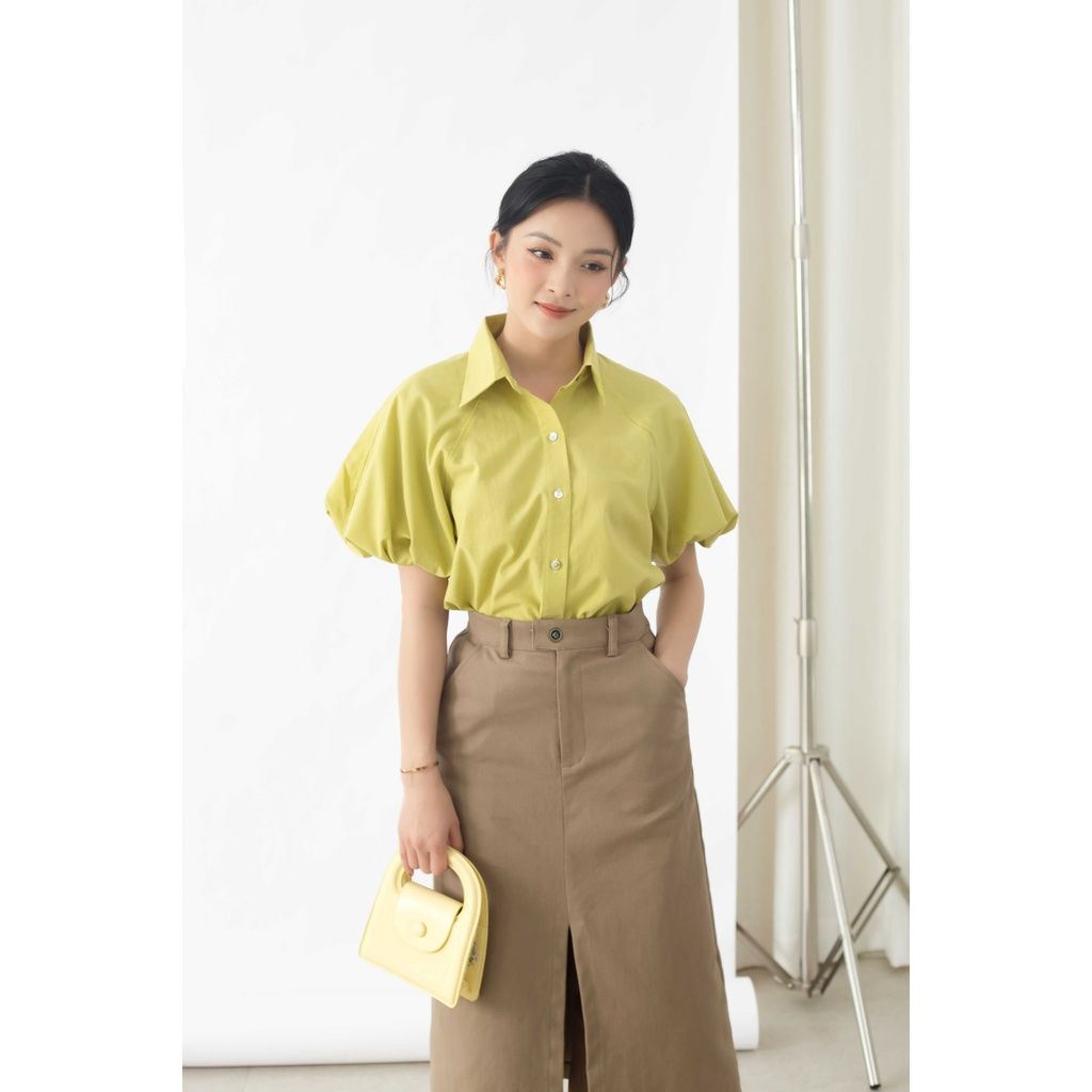 GOÛT DE JUN - Chân váy nữ Kaki dáng dài xẻ tà trước- Daria Skirt
