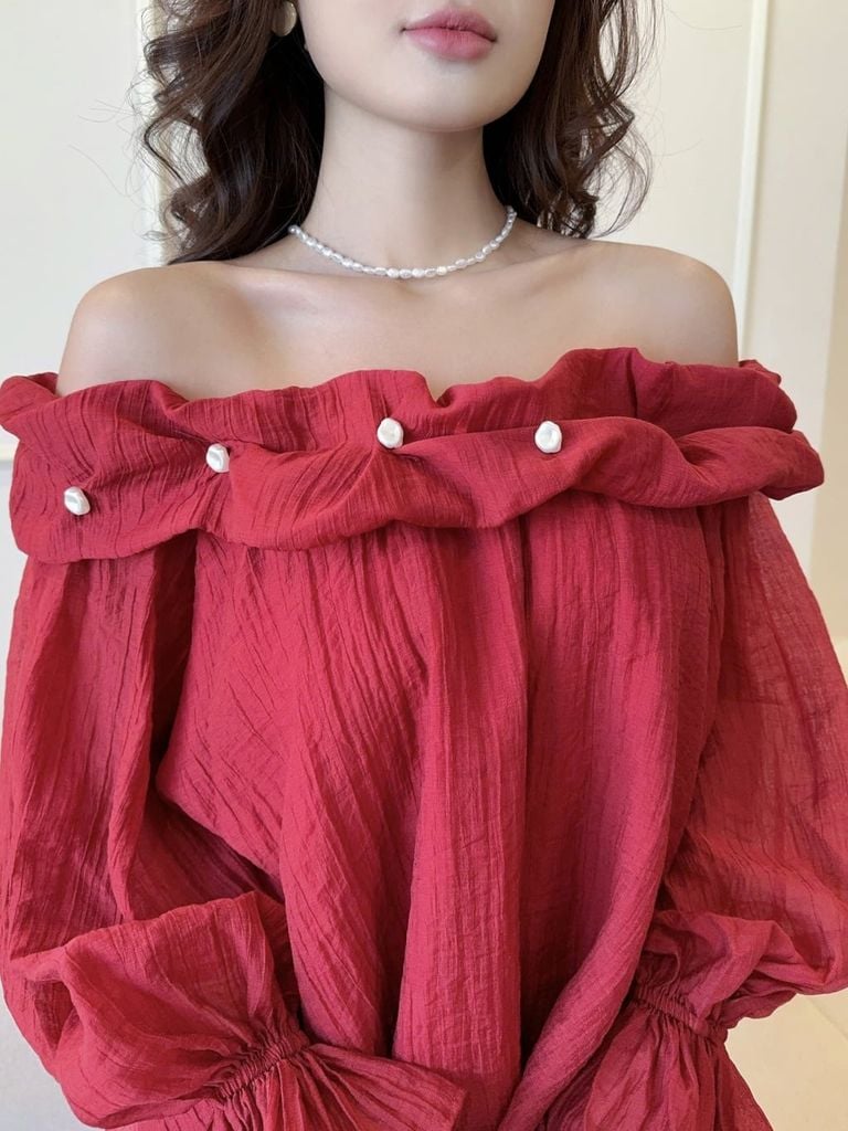 Áo Babydoll Nữ PHIGEN Trễ Vai Form Xòe Công Chúa - GOÛT DE JUN