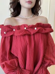 Áo Babydoll Nữ PHIGEN Trễ Vai Form Xòe Công Chúa - GOÛT DE JUN