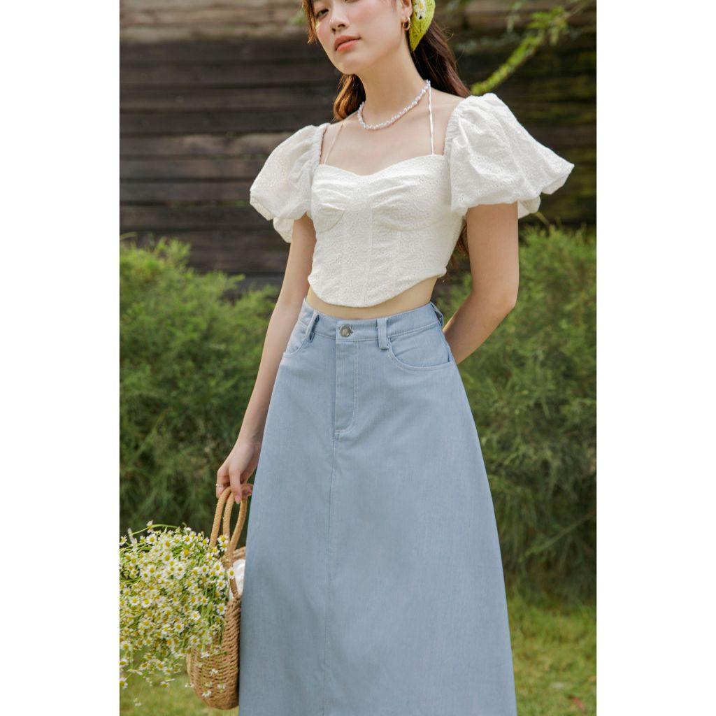 GOÛT DE JUN - Áo Croptop Tay Phồng Nữ Tính - SYLEE TOP