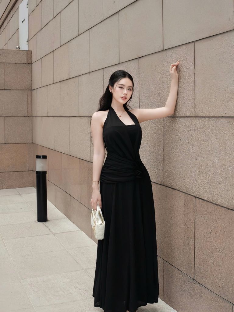 Đầm Nữ Senci Dáng Dài Chiét Eo Phối Hoa GOÛT DE JUN