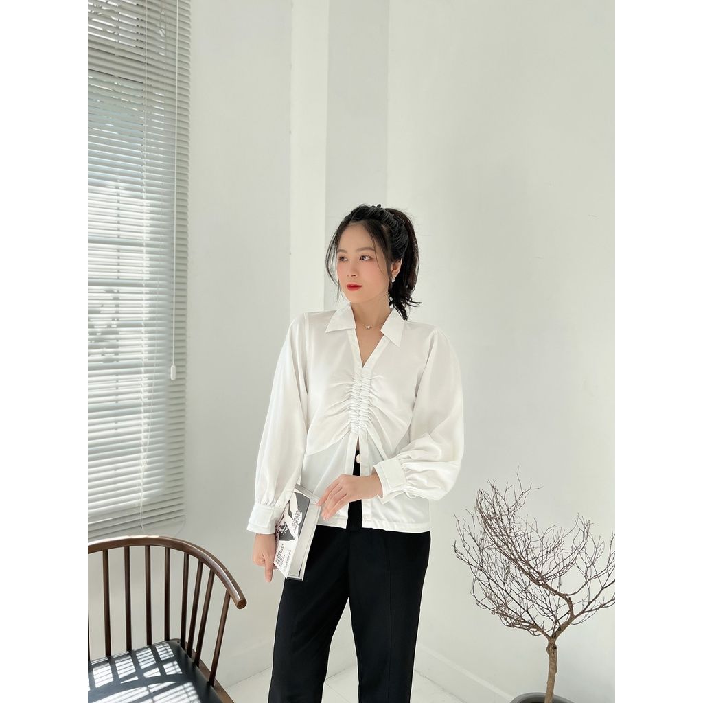GOÛT DE JUN - Áo sơ mi freesize nhún ngực - XUCHI SHIRT