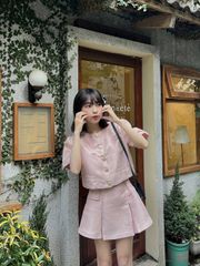 Set Áo Croptop Phối Chân Váy Nữ Tiểu Thư Kate Set - GOÛT DE JUN