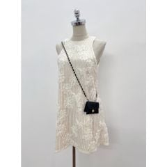 GOÛT DE JUN - Đầm nữ dáng suông cổ yếm chất ren cao cấp - CREME DRESS