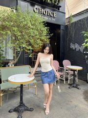 GOUT DE JUN Áo Hai Dây Chất Linen Cotton Ôm Body NOWDE Áo Cúp Ngực Bo Chun Lưng Cố Định FGBA2605105
