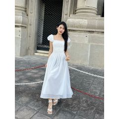 Đầm Maxi Cổ Vuông Tay Bồng Bo Chun Ôm Dáng Ngực - THERI DRESS - GOÛT DE JUN