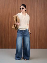 Quần Jeans Nữ FALLOT Wash Ống Rộng Basic GOUT DE JUN