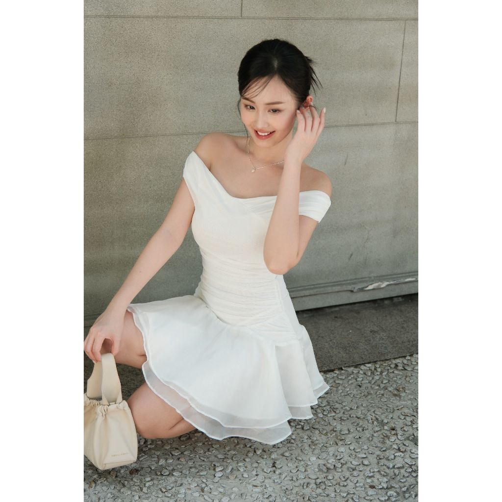 Đầm Xòe Nữ Dự Tiệc Trễ Vai Form Ngắn Tôn Dáng Dễ Thương - TWILA DRESS - GOÛT DE JUN